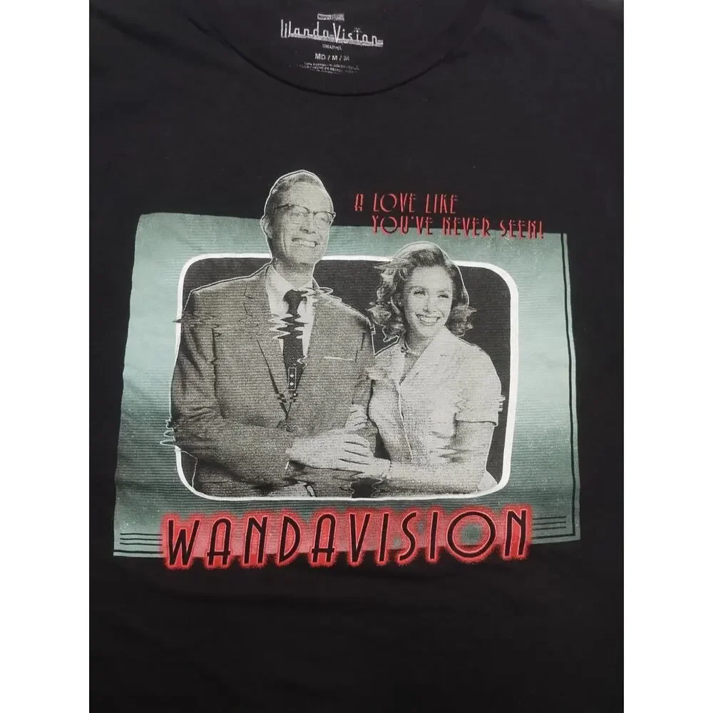 Wanda Vision Black Graphic T-Shirt Adult Size Medium Marvel Studios